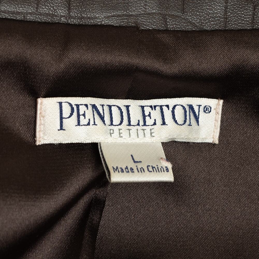 Rare Vintage Pendleton Petites Y2K Brown Crocodile Embossed Leather Jacket - L - Picture 9 of 12
